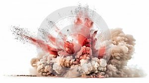 red and brown powder explosion isolated on white background High quality photo