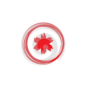 Red brush painted asterisk footnote in circle. Flat icon isolated on white background