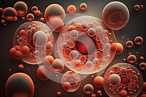 red bubbles background. Color bubbles. Bubble background. Generative ai