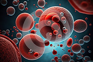 red bubbles background. Color bubbles. Bubble background. Generative ai