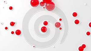 Red Bubbles Grow and Burst on a White Wall. Seamless Looped 3d Animation Ultra HD 4K 3840x2160