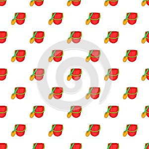 Red bucket and green shovel pattern, cartoon style