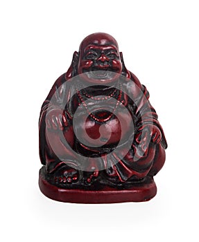 Red Buddha netsuke statue