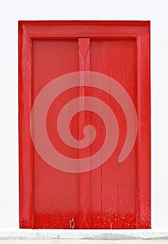 Red buddhist temple door, Thai style, wooden door with red painted