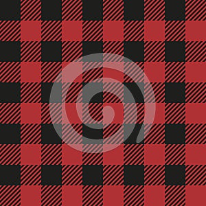 Red Buffalo Check Plaid Seamless Pattern - Classic style red and black buffalo check flannel plaid. Vector seamless pattern. Chris