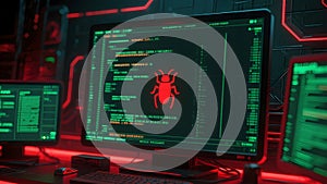 Red Bug Alert in a Dark Coding Interface