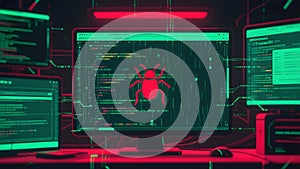 Red Bug Alert in a Dark Coding Interface