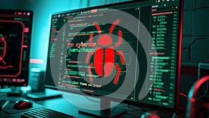 Red Bug Alert in a Dark Coding Interface
