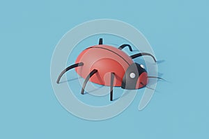 Red bugs single isolated object. 3d render illustration