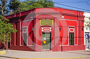 Red building facade