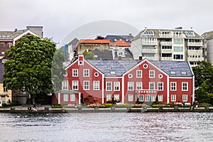 Red building in Stavanger near Breiavatnet lake