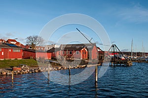 Buildings at Vordingborg harbor in Denmark