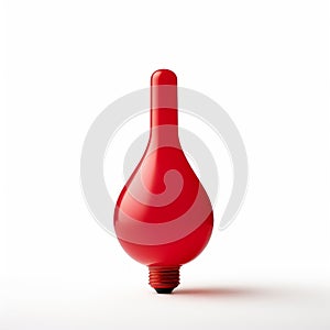 Minimal Scarlet Lamp Shape: Surrealist Ceramic Red Bulb On White Background