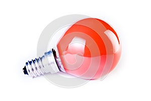 Red bulb on white background photo