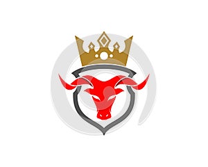 Red bull head in the shield with crown logo