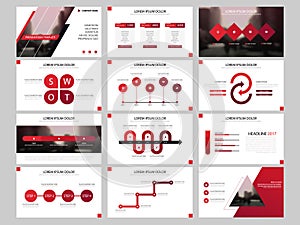 Red Bundle infographic elements presentation template. business annual report, brochure, leaflet, advertising flyer,