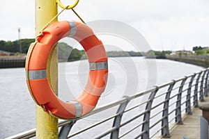 Red buoy life safety ring attach esplanade