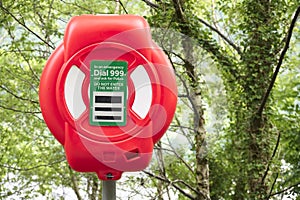 Red buoy life safety ring at Loch Lomond