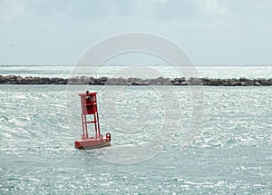 Red buoy in Miami Beach Florida