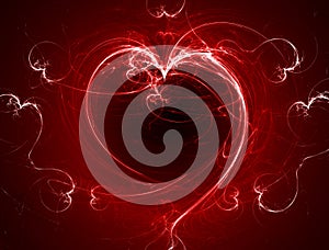 Red burning fractal heart