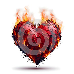 Red burning heart for Valentine\'s day card decor