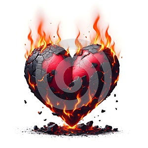 Red burning heart for Valentine\'s day card decor