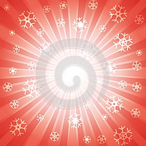 Red burst with many white snowflake for abstract design background concept