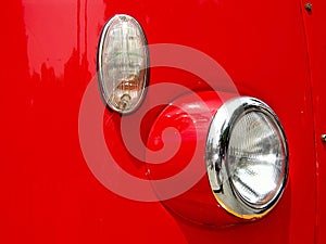 Red bus close-up