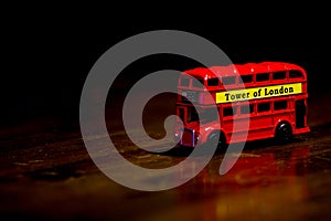 Red Bus on a Dark background photo