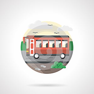 Red bus flat color detailed icon