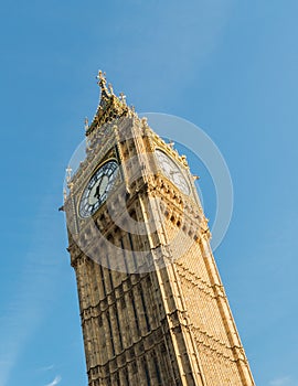 Red bus in front of Big Ben - London - UK