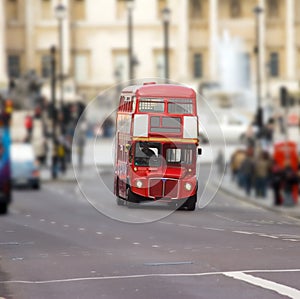 Red bus on Trafalgar square London