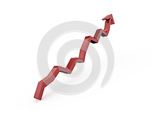 Red business graph chart arrow rendered