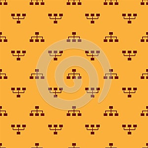 Red Business hierarchy organogram chart infographics icon isolated seamless pattern on brown background. Corporate
