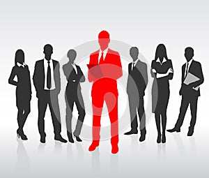 Red Businessman Silhouette, Black Business People