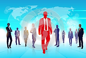Red Businessman Silhouette, Black Business People