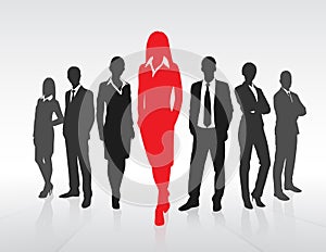 Red Businesswoman Silhouette, Black Business