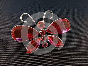 Red butterfly brooch