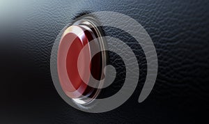 Red Button On Black Leather