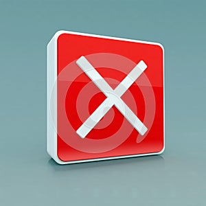 Red button close icon 3d