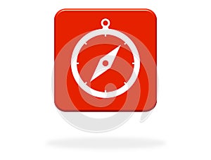 Red Button with compass icon - Strategy or Orientation