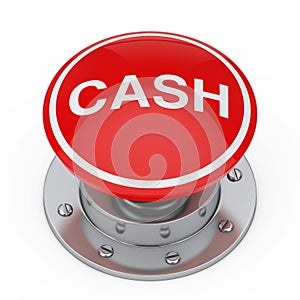 A Red Button Knob with Cash Sign. 3d Rendering