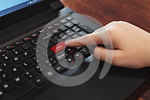 Red button `Learn` on keyboard