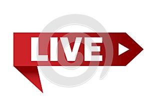 Red button for live stream. Online broadcast sign. Video streaming symbol. Vector illustration