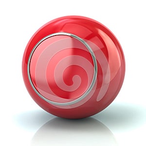 Red button with metal borde 3d illustration photo