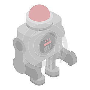 Red button robot icon, isometric style