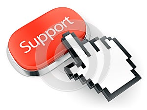 Red button Support and hand cursor