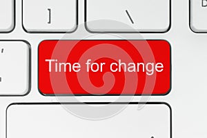 Red button with time to change words on the keyboard