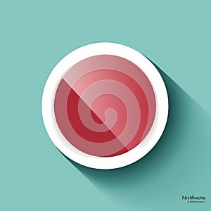 a red button on a turquoise background