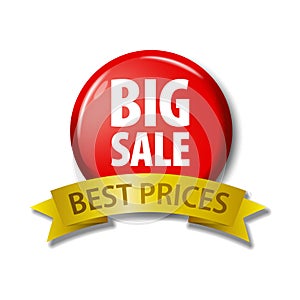 Red button with words `Big Sale - Best Prices`